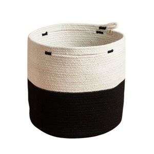 Mia Melange Foldable Cotton Basket Black Cream NWT